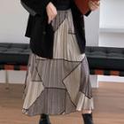 Geometric Print Midi A-line Skirt Gray - One Size