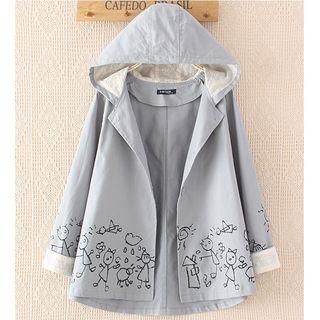 Cartoon Embroidered Hooded Jacket