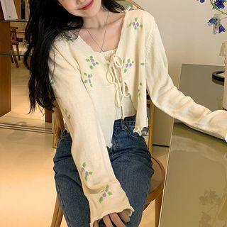 Set: Floral Print Cardigan + Camisole Top