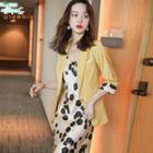 Floral Button-up Oversize Blazer / Floral A-line Dress
