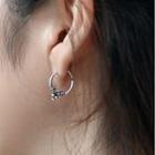 925 Sterling Silver Retro Hoop Earring 1 Pair - Silver - One Size
