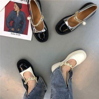 Chain Detail Block Heel Mary Jane Shoes