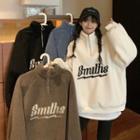 Turtleneck Half-zip Lettering Sweatshirt