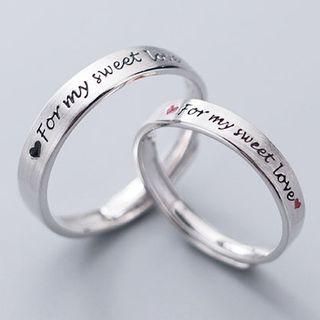 S925 Sterling Silver Couple Matching Lettering Open Ring As Shown In Figure - Adjustable