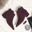 Genuine-leather Low-heel Zip-back Ankle Boots