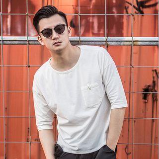 Elbow-sleeved Printed T-shirt