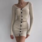 Set: Ribbed Knit Top + Shirred Pencil Skirt