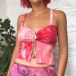 Color-block Tie-front Cropped Camisole Top