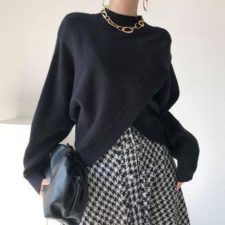 Sweater / Houndstooth Midi A-line Skirt