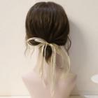 Ribbon Faux Pearl Hair Tie White - One Size