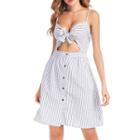 Striped Cut Out Strappy A-line Dress
