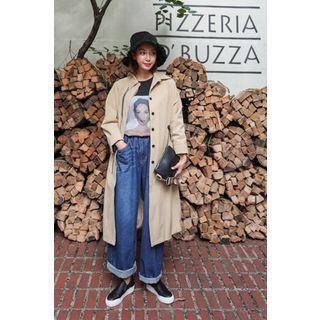 Single-breasted Zip-detail Trench Coat