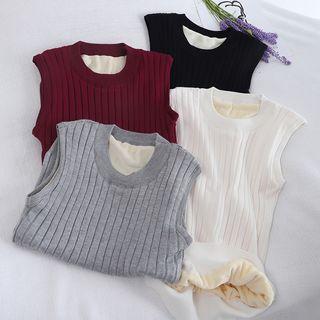 Ribbed Sleeveless Fleece Knit Top