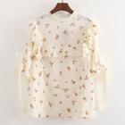 Floral Print Frilled Short-sleeve Blouse