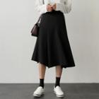 Band-waist Flare Midi Skirt