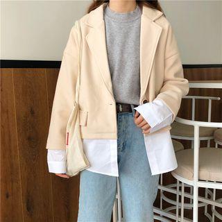 Single Buttoned Two Tone Boxy Blazer