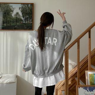 Plus Size Layered-hem Letter Sweatshirt