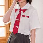 Short-sleeve Shirt Crane Print Tie