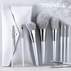 Set Of 10 : Makeup Brush + Pouch Set - Silver - One Size