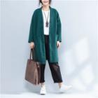 Chunky Knit Buttoned Long Cardigan