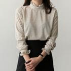 Frilled-collar Dotted Top