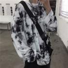 Couple Matching Dye Print Oversize Long-sleeve T-shirt