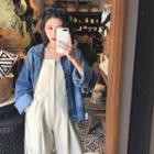 Plain Loose-fit Jumpsuit / Loose-fit Denim Jacket