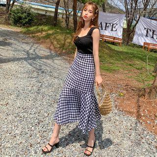 Long Gingham Mermaid Skirt