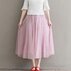 A-line Sheer Midi Skirt
