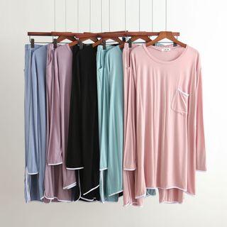 Set: Plain Long-sleeve T-shirt + Sweatpants