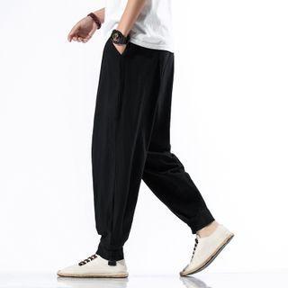 Plain Frog-button Baggy Pants