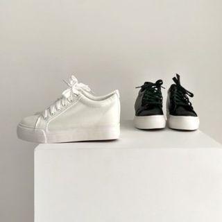 Hidden-heel Pleather Sneakers