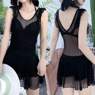 Sleeveless Ruffle Mesh Swimdress