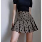 Patterned Pleated Mini Skirt