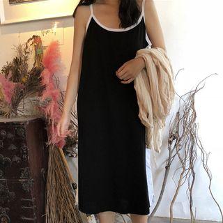 Spaghetti Strap Colored Panel Midi Dress