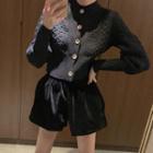 Set: Cable Knit Cardigan + High-waist Shorts