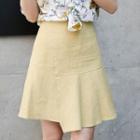 Asymmetric Linen A-line Mini Skirt
