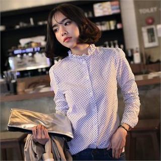 Frilled-collar Polka-dot Blouse