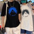Couple Matching Lbow-sleeve Print T-shirt