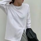 Slit Long-sleeve T-shirt White - One Size