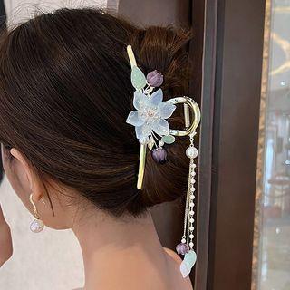 Floral Chain Hair Claw Gold - One Size