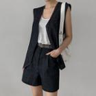 Sleeveless V-neck Linen Jacket