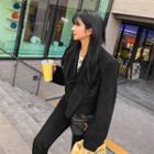 Padded-shoulder Cropped Corduroy Blazer