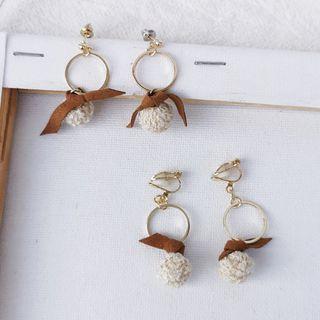 Hoop & Bobble Drop Earring / Clip-on Earring