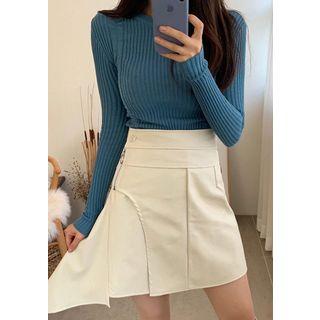 Asymmetric Pleather Miniskirt