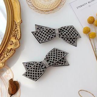 Rhinestone Bow Hair Clip 1 Piece - Black - One Size