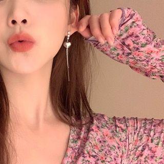 Heart Rhinestone Asymmetrical Alloy Dangle Earring 1 Pair - Dangle Earring - Silver - One Size