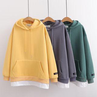 Lettering Patch Mock Two-piece Hoodie