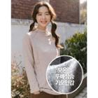 Mock-neck Button-trim Top