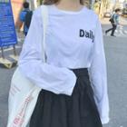 Lettering Long-sleeve T-shirt / High Waist Skort